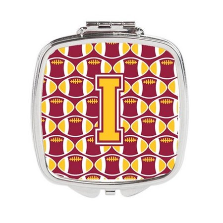 CAROLINES TREASURES Letter I Football Maroon and Gold Compact Mirror CJ1081-ISCM